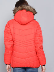 Kotty Women Orange Hooded Puffer Jacket