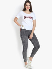 Kotty Women Charcoal Grey Skinny Fit High-Rise Clean Look Stretchable Cropped Jeans