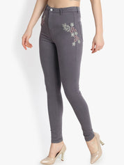 Kotty Women Grey Skinny Fit High-Rise Clean Look Stretchable Jeans