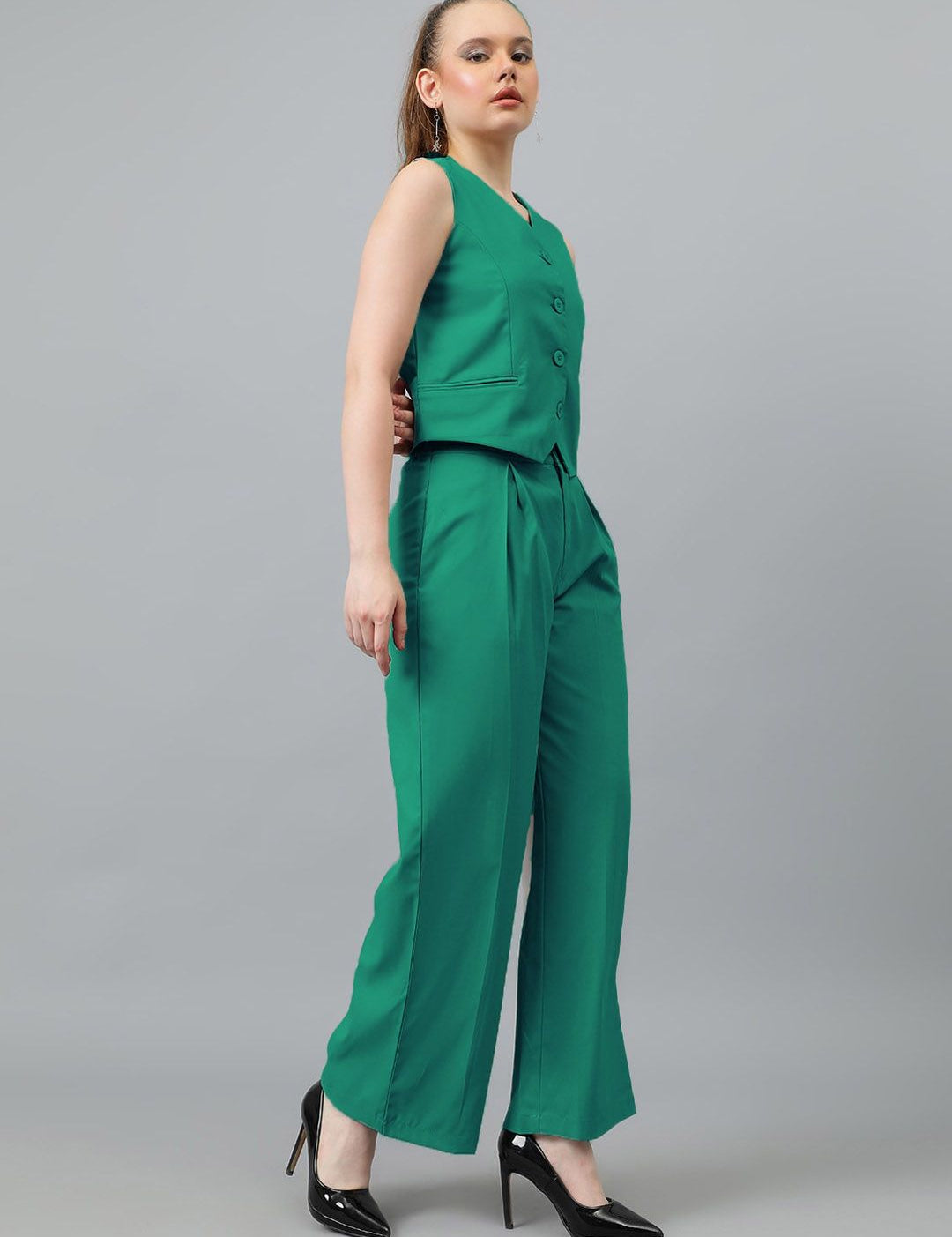 KOTTY BIZwear V-Neck Sleeves Blazer With Trouser