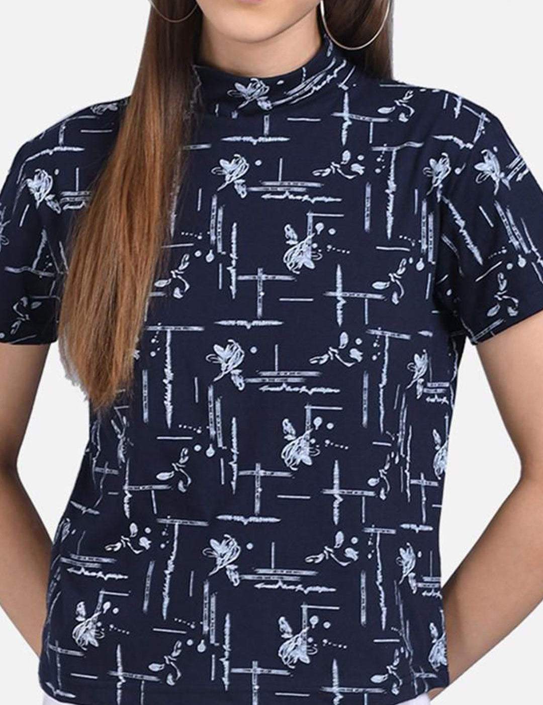 Kotty Floral Printed Pure Cotton High Neck Top