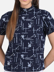 Kotty Floral Printed Pure Cotton High Neck Top