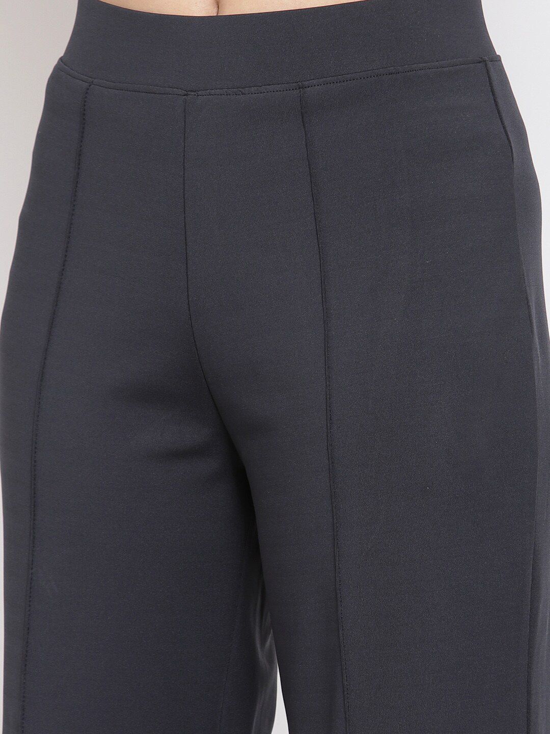 Kotty Women Black Flared High-Rise Parallel Trousers