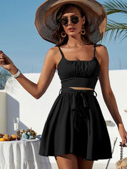 Kotty Black Shoulder Straps Top With Skirt