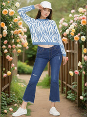 Kotty Women Printed Crop Pullover Sweater