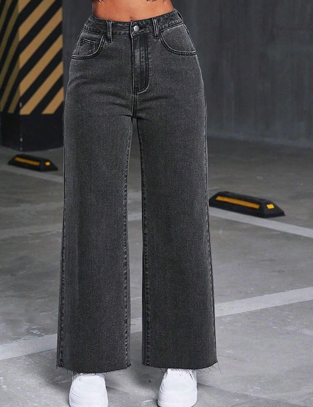 Kotty Women Jean Wide Leg High-Rise Clean Look Stretchable Jeans