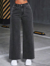 Kotty Women Jean Wide Leg High-Rise Clean Look Stretchable Jeans