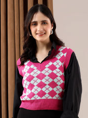 Kotty Women Chevron Printed Sweater Vest