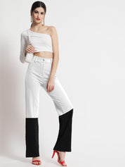 Kotty Women Colourblocked High-Rise Pleated Regular Trousers