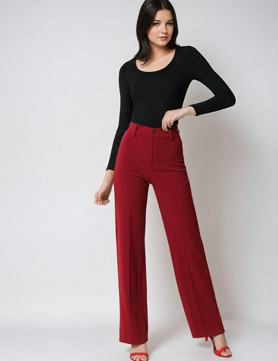 Kotty Black and Maroon Scoop Neck T-Shirt with Trouser