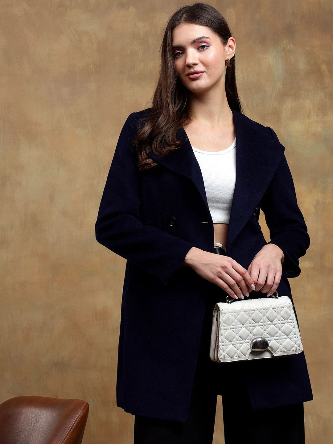 Kotty Women Solid Notched Overcoat