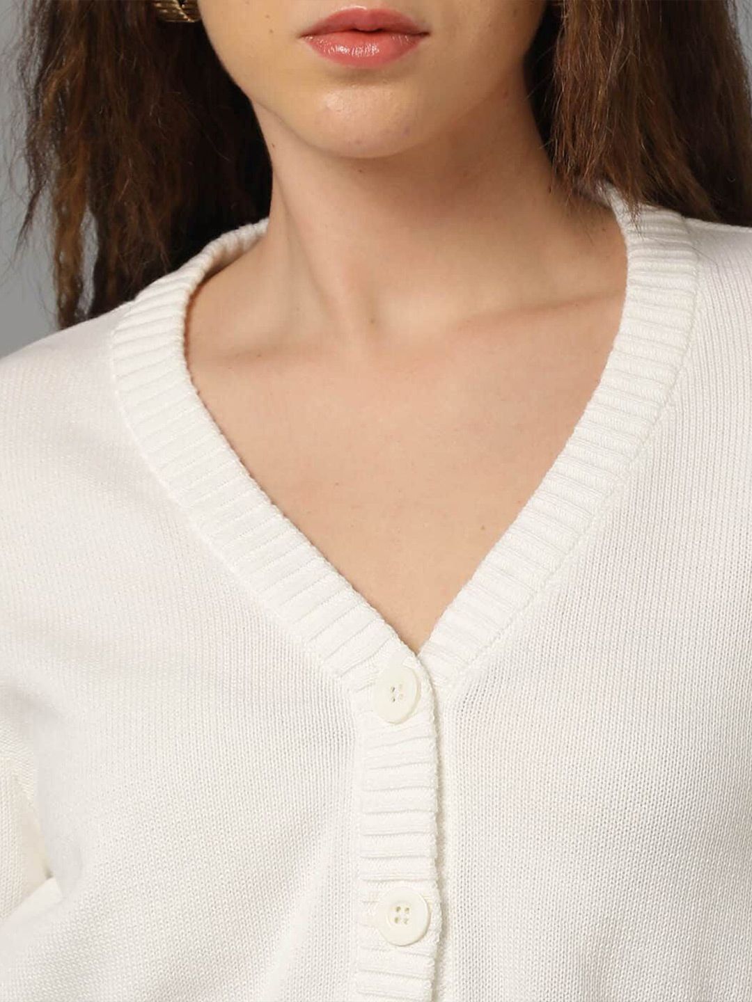 Kotty Women V-Neck Cotton Crop Cardigan