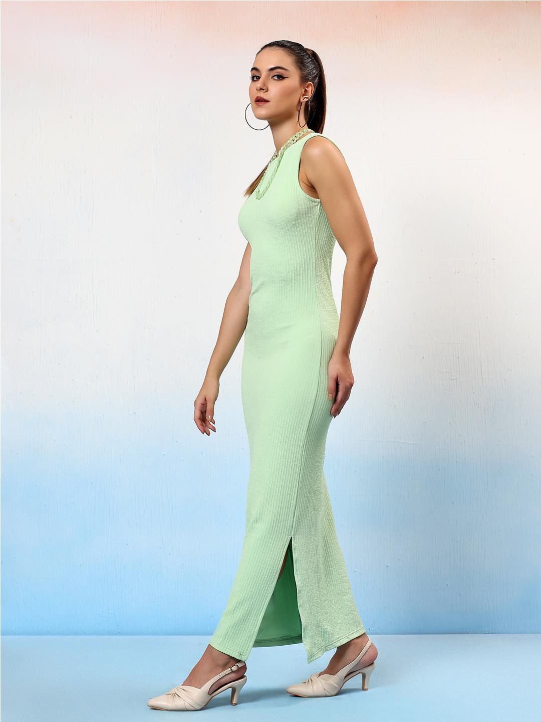 Kotty Women Round Neck Sleeveless Bodycon Dress