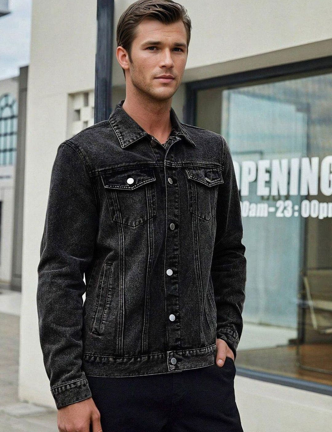 Kotty Men Solid Denim Jacket