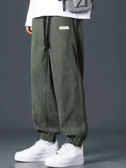 Kotty Men Relaxed High-Rise Corduroy Joggers Trousers