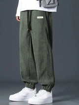 Kotty Men Relaxed High-Rise Corduroy Joggers Trousers