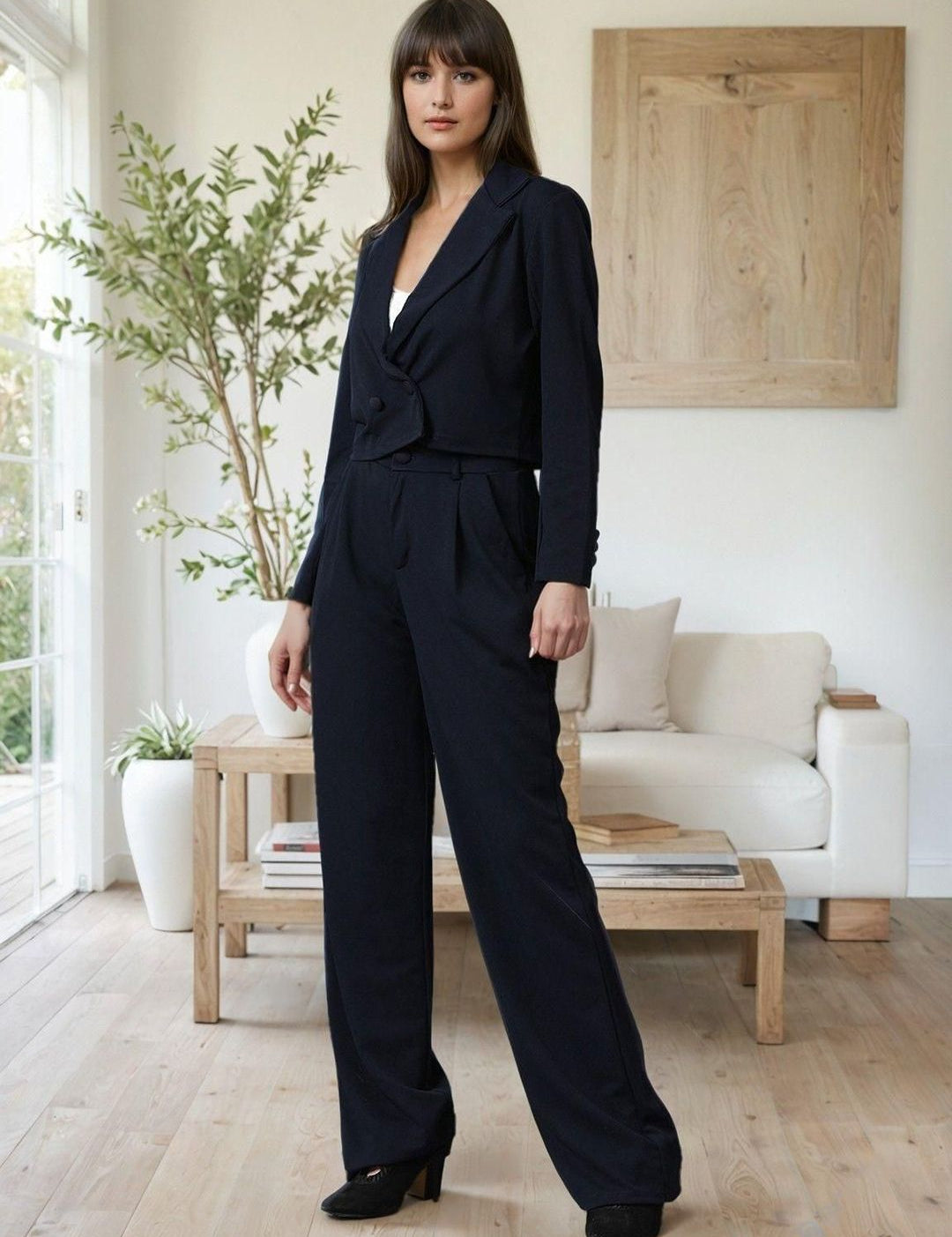 Kotty Lapel Collar Long Sleeves Coat With Trouser 