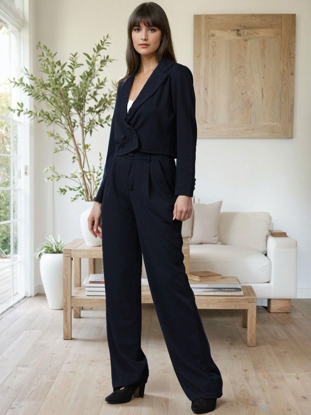 Kotty Lapel Collar Long Sleeves Coat With Trouser 