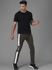 Kotty Men Olive Green Solid Track Pants