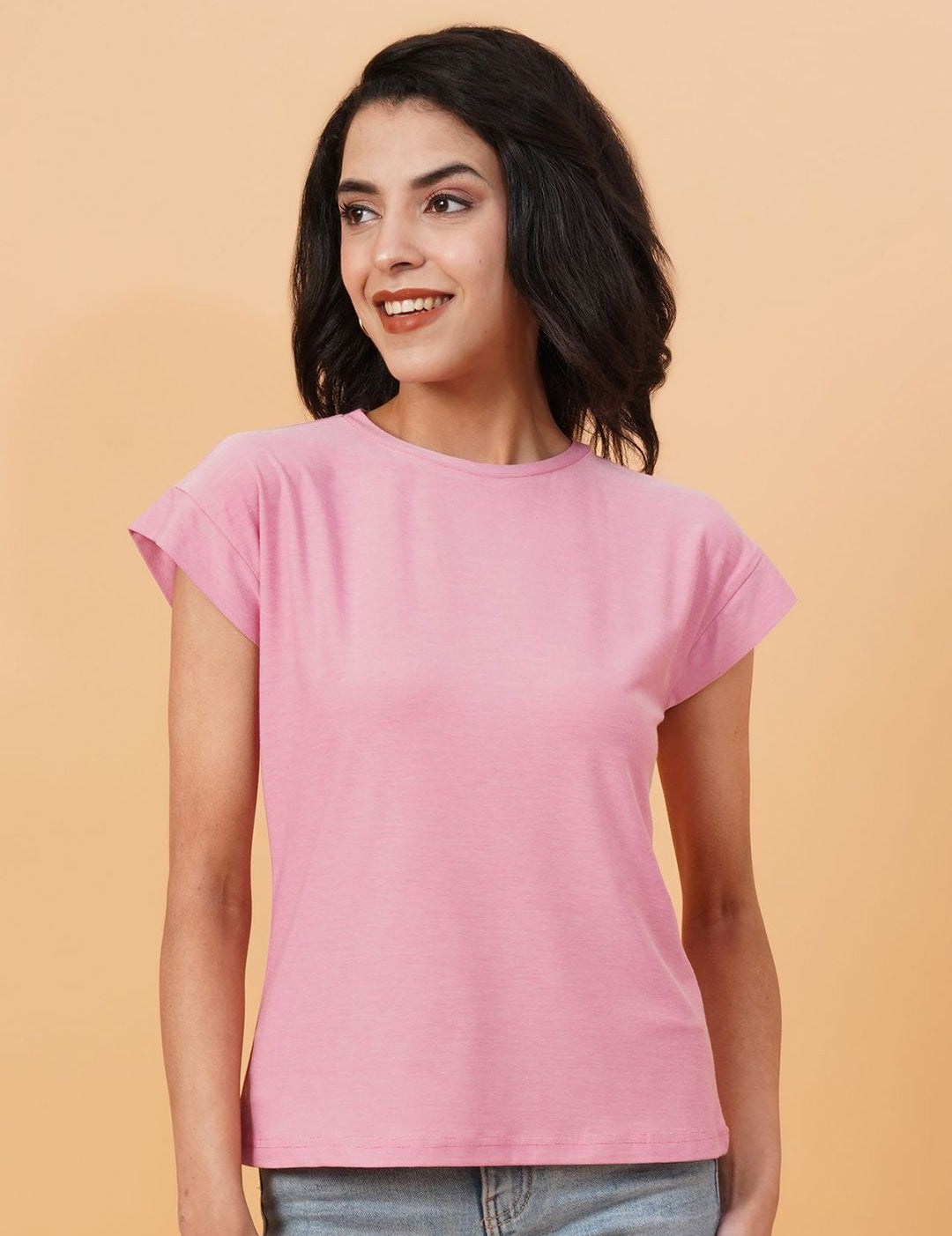 KOTTY Basics Women Solid Round Neck T-shirt