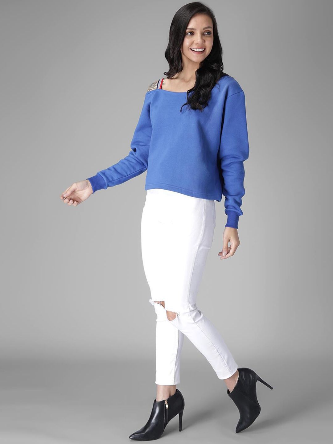 Kotty Women Blue Solid Sweatshirt