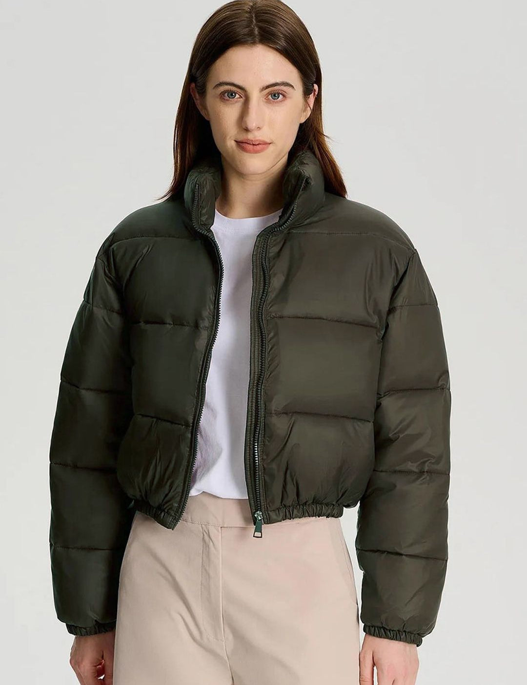 Kotty Mock Collar Crop Puffer Jacket