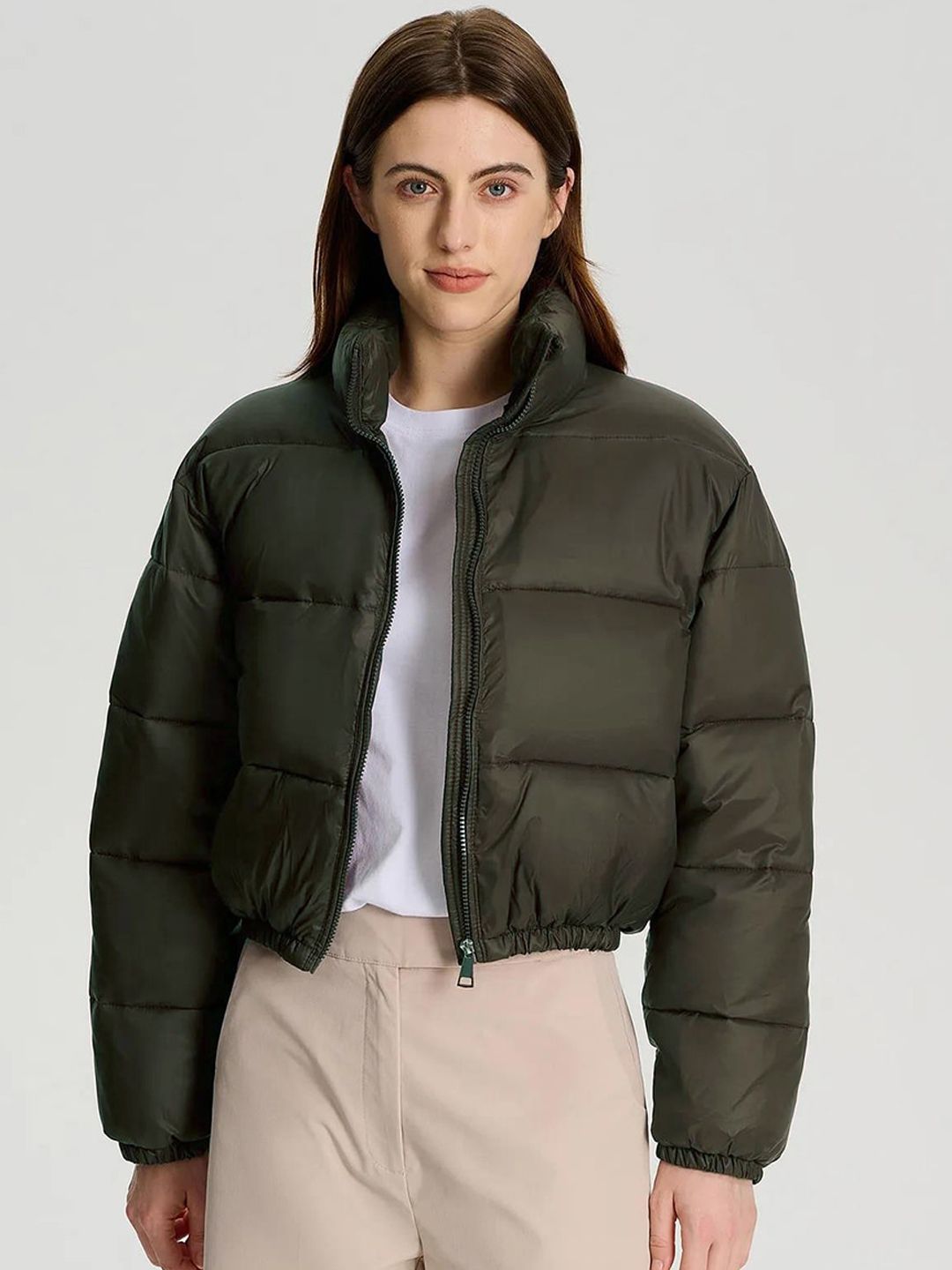 Kotty Mock Collar Crop Puffer Jacket