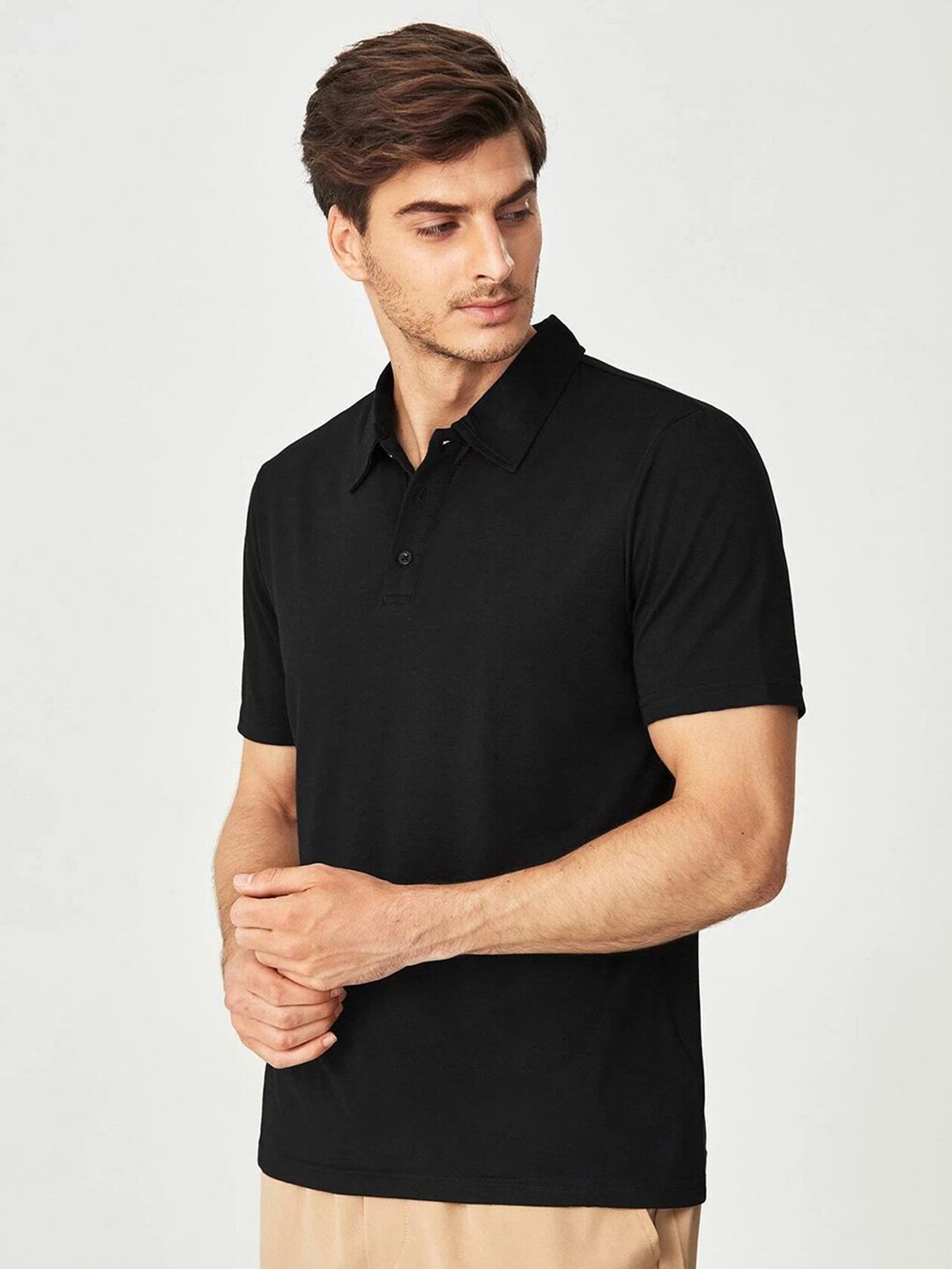 Kotty Black Polo Collar T-Shirt