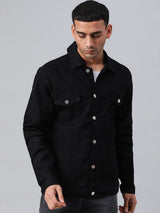 Kotty Men Spread Collar Long Sleeves Denim Jacket