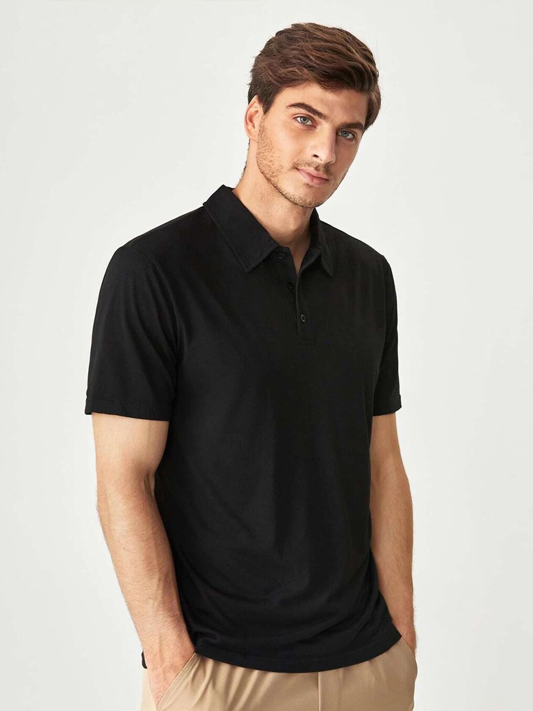 Kotty Black Polo Collar T-Shirt
