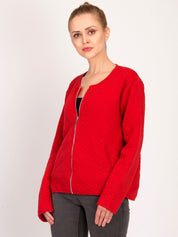 Kotty Women Red Self Design Tailored Jacket