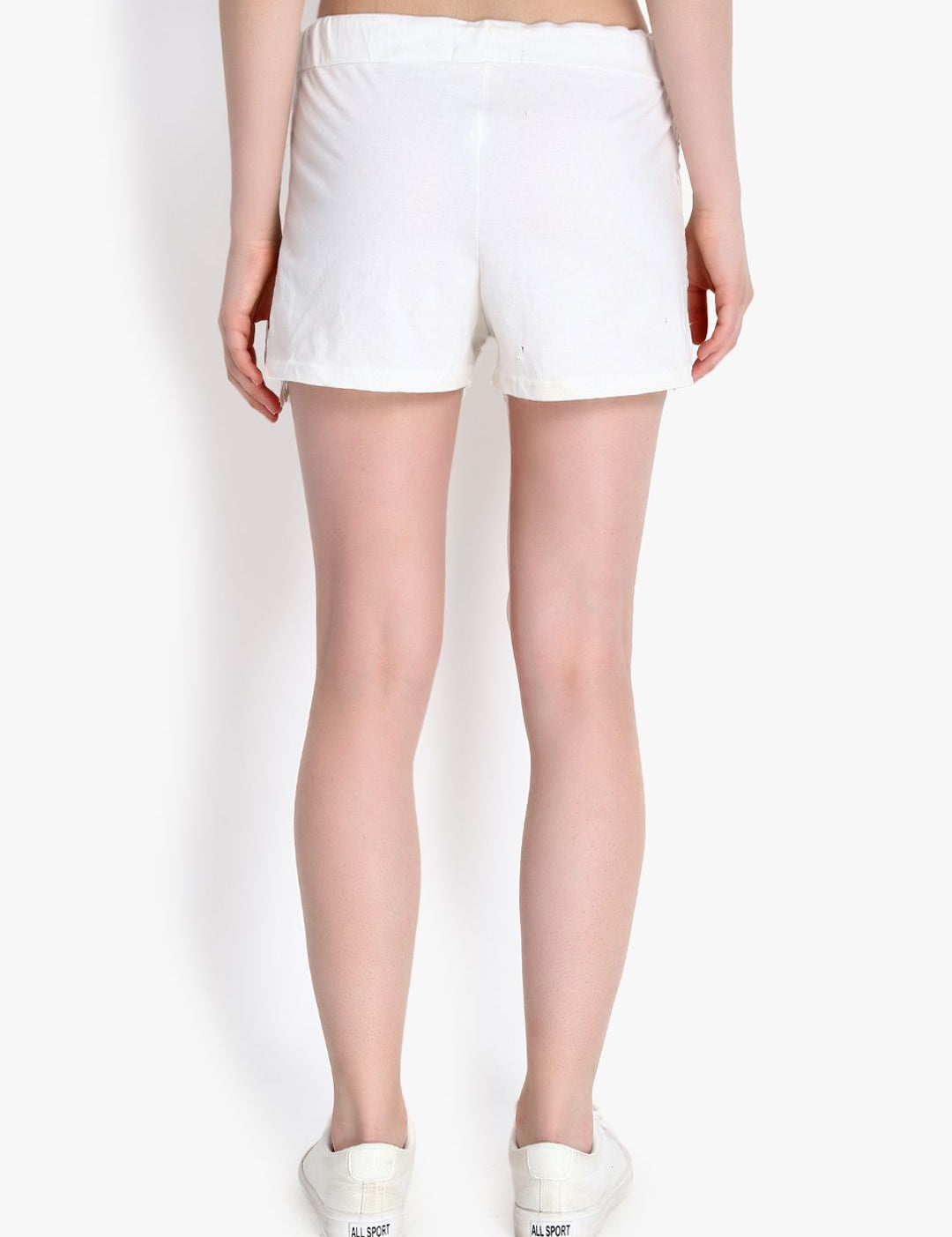 Kotty Women White Self Design Regular Fit Regular Shorts