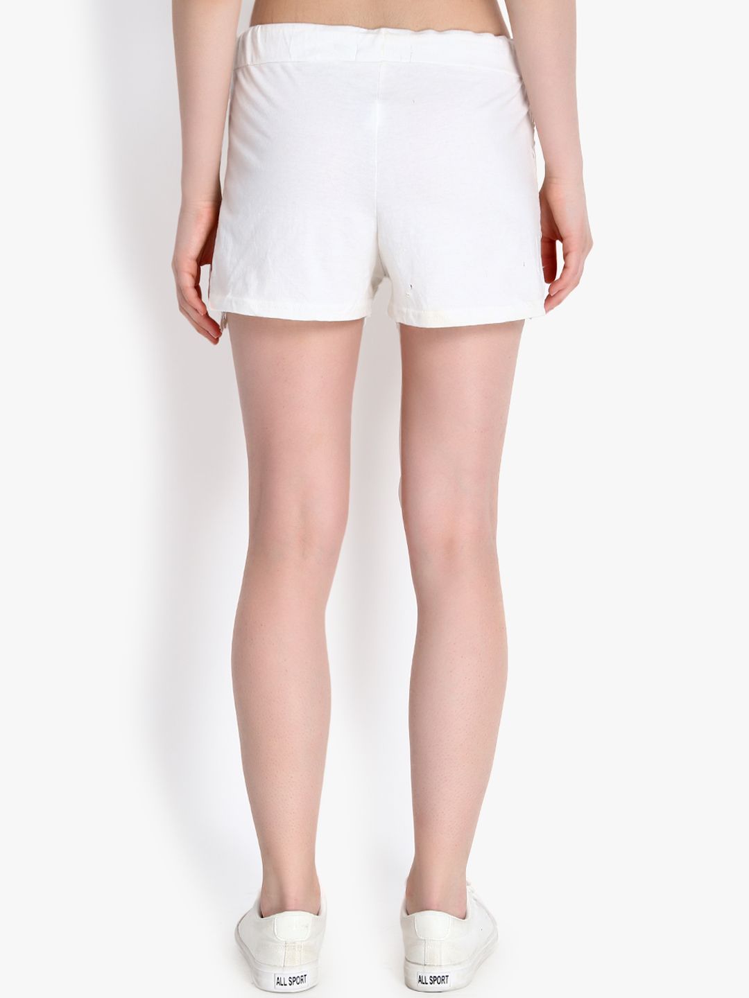 Kotty Women White Self Design Regular Fit Regular Shorts