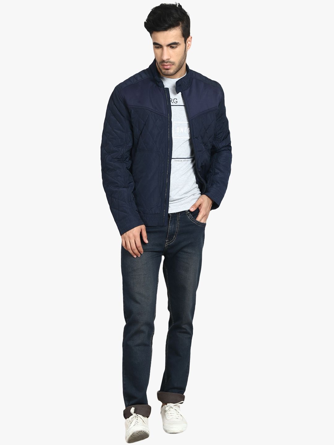 Kotty Men Blue Solid Lightweight Quilted Jacket