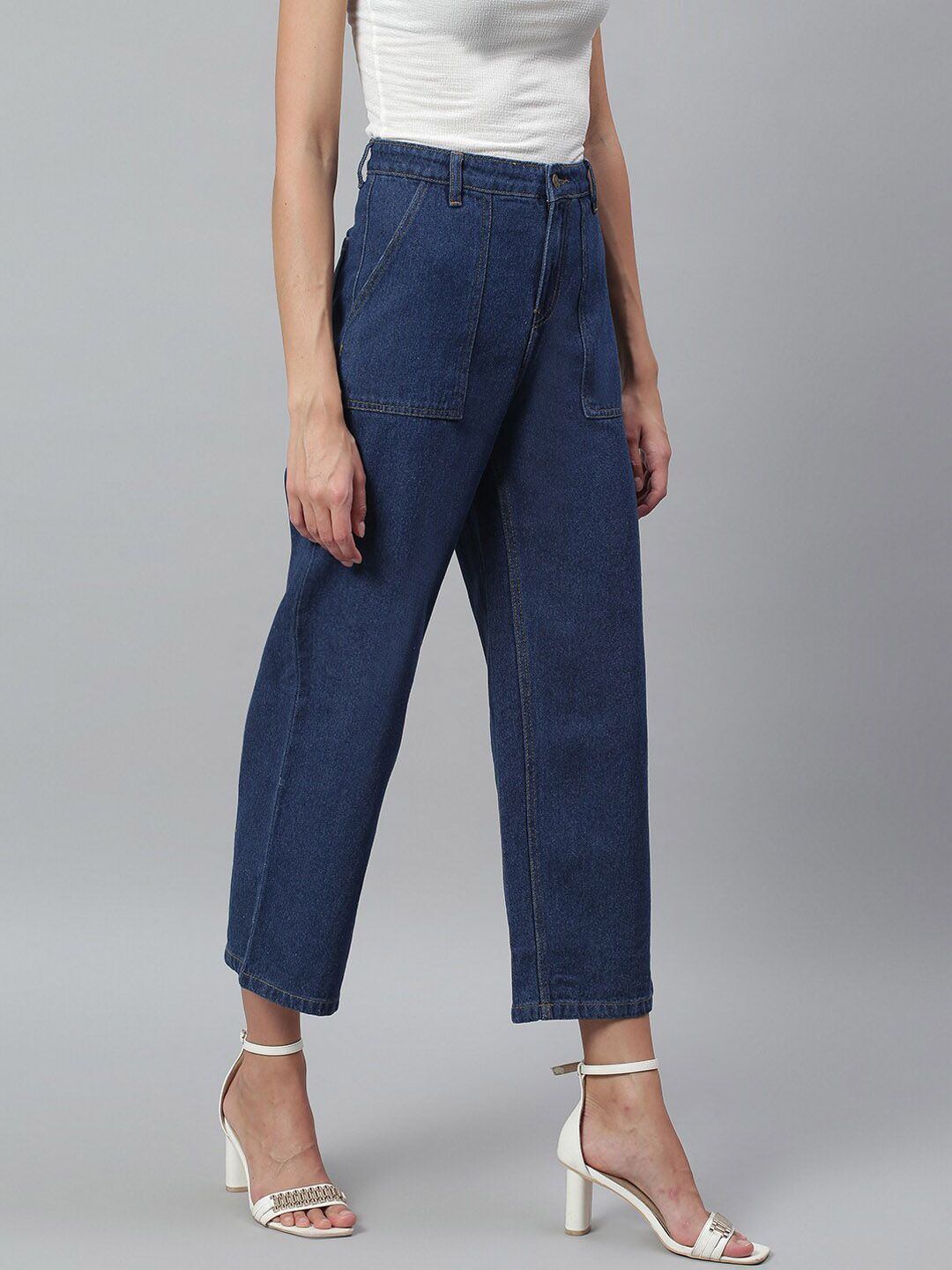 Kotty Women Navy Blue Regular Fit High-Rise Clean Look Stretchable Jeans