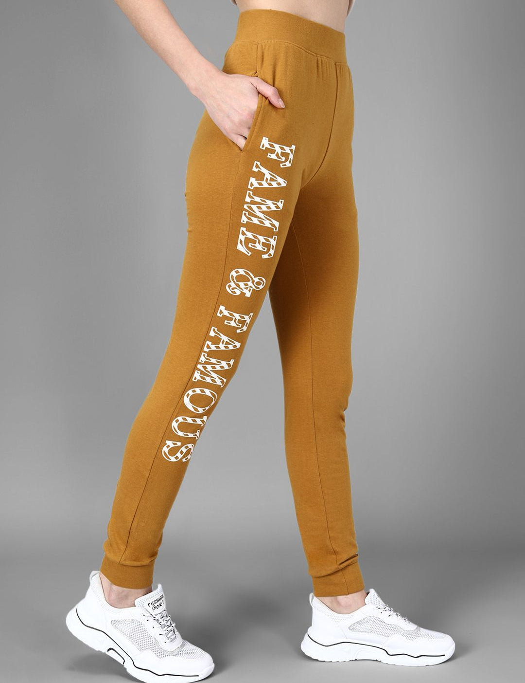 Kotty Women Mustard Yellow & White Printed Joggers