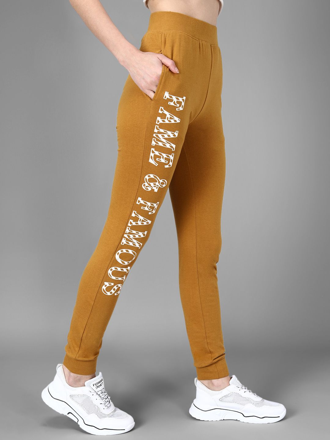 Kotty Women Mustard Yellow & White Printed Joggers