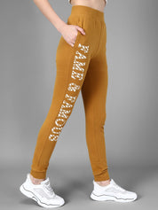 Kotty Women Mustard Yellow & White Printed Joggers