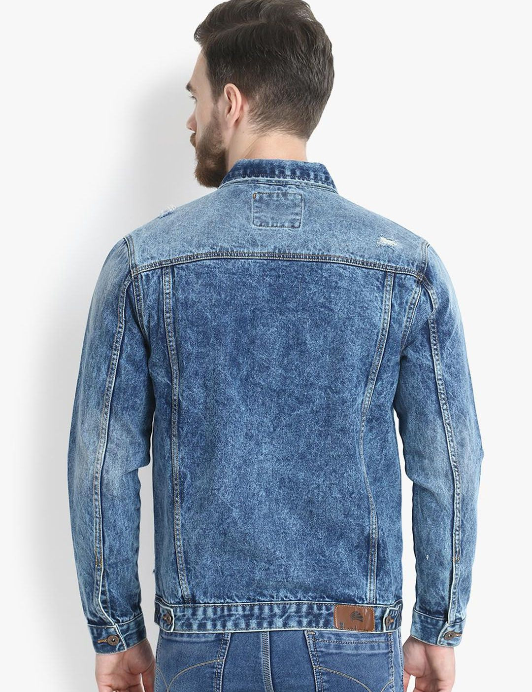 Kotty Men Blue Solid Denim Jacket