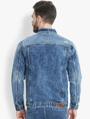 Kotty Men Blue Solid Denim Jacket
