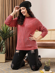 Kotty Women Self Design Cable Knit Pullover Sweaters