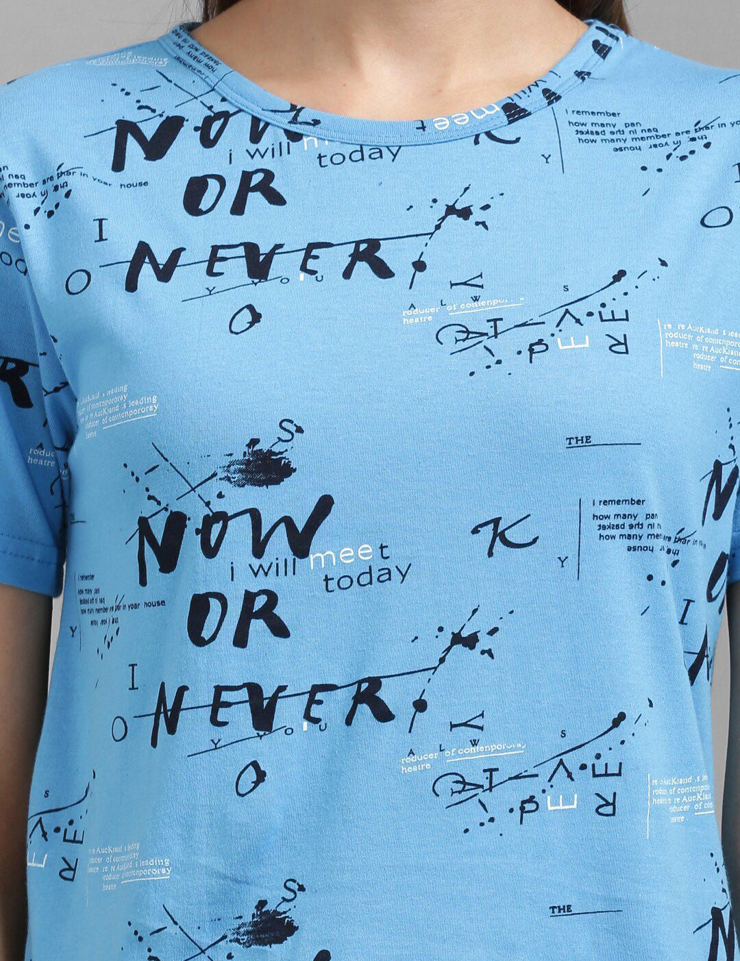 Kotty Women Blue Printed Night suit