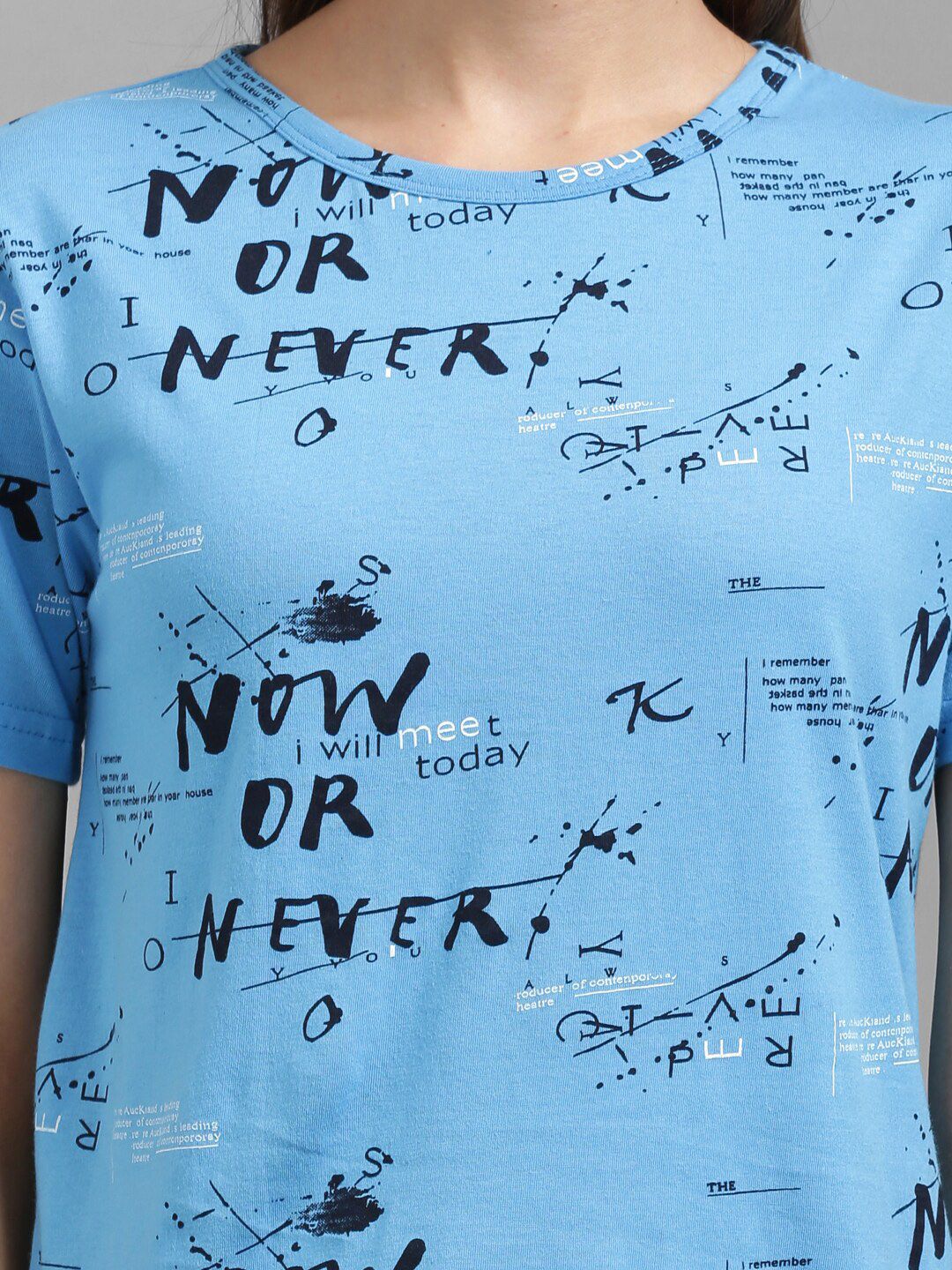 Kotty Women Blue Printed Night suit