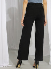 Kotty Women Black Jean Straight Fit High-Rise Stretchable Jeans