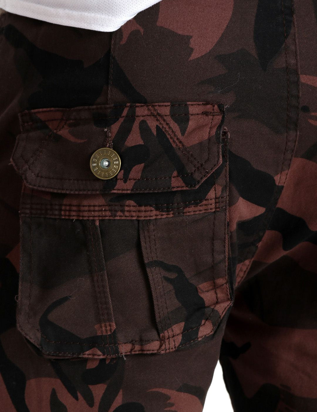 Kotty Men Olive Green & Brown Regular Fit Printed Cargos