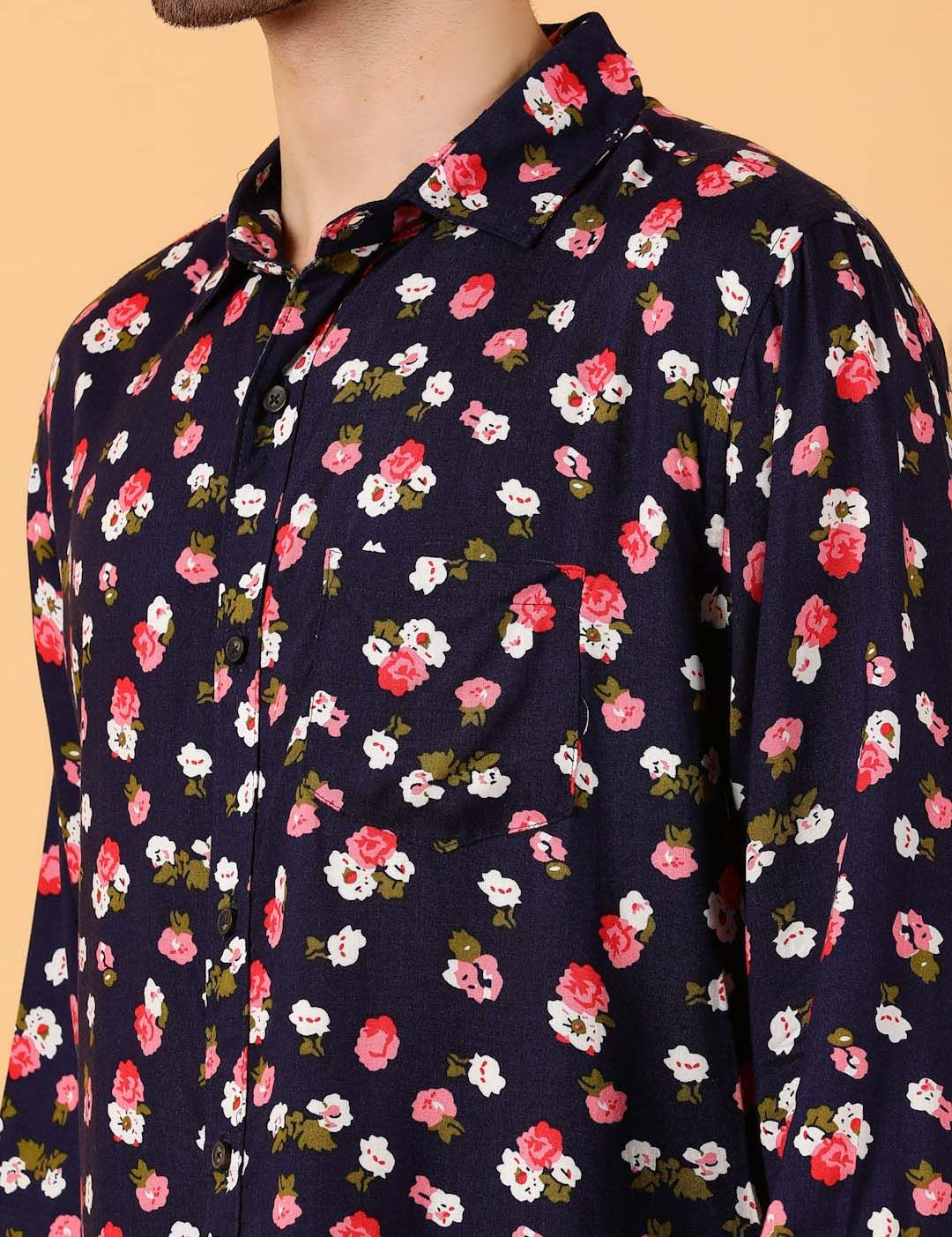 Kotty Men Relaxed Spread Collar Graphic Printed Cotton Casual Shirt