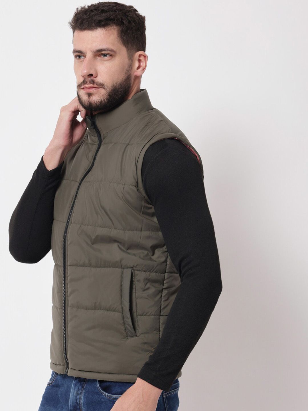 Kotty Men Olive Green Outdoor Puffer Jacket