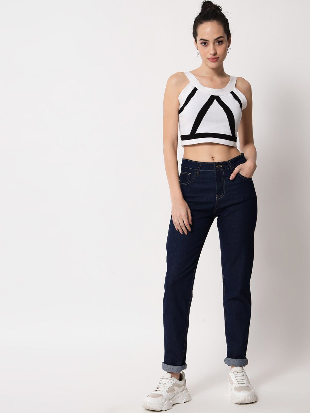 Kotty Women Blue Cotton Slim Fit Jeans