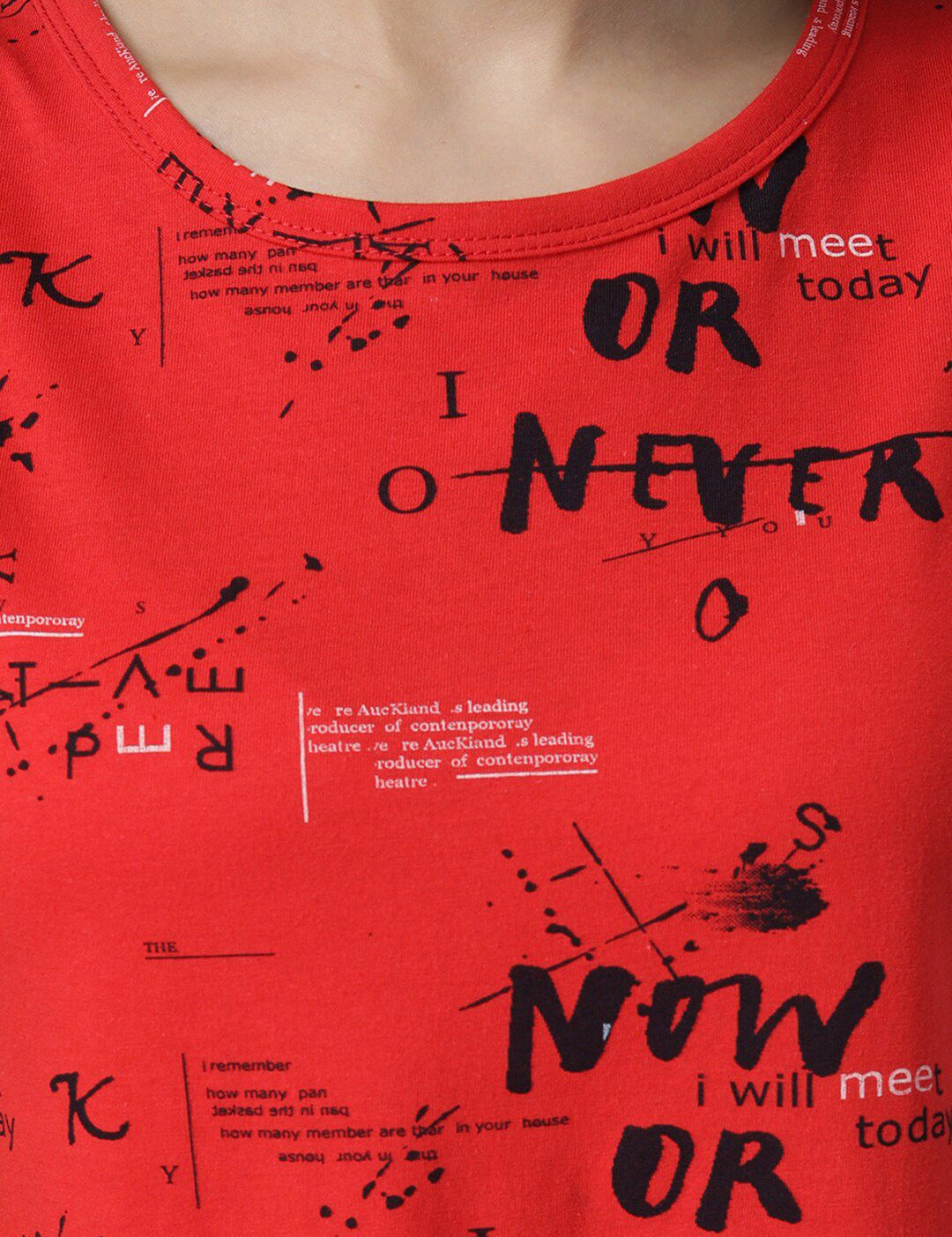 Kotty Women Red Printed Night suit