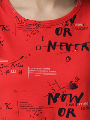 Kotty Women Red Printed Night suit